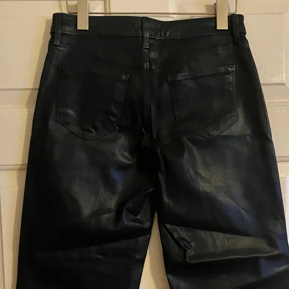 NWT L'AGENCEStraight Leather Black Jeans, Size 27